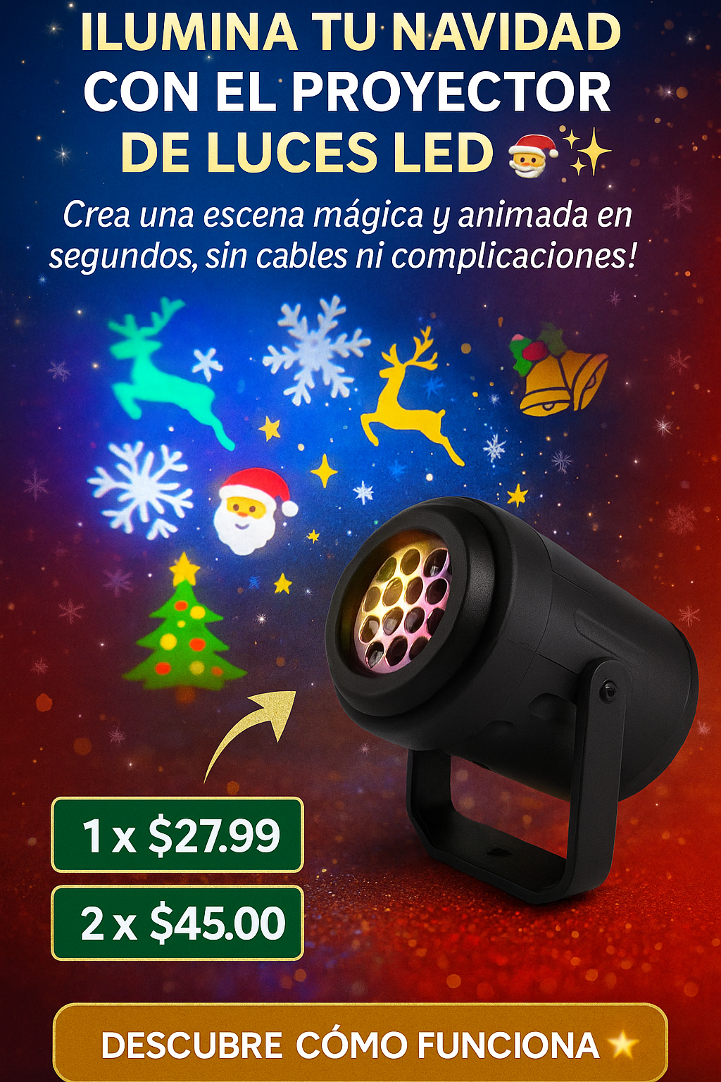 PROYECTOR LUCES NAVIDEÑAS LED
