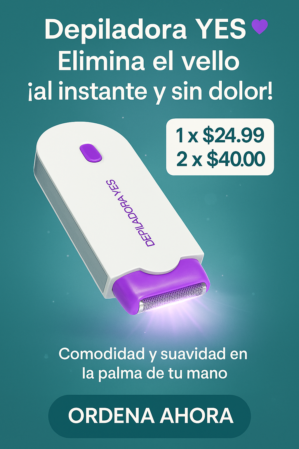 “Depiladora portátil YES Glow, 💚 Disponible con Pago Contra Entrega”.